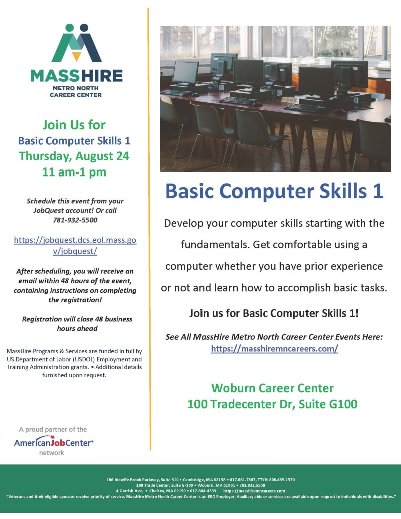 Basic Computer Skills 1 - MassHire Metro North Career Center
