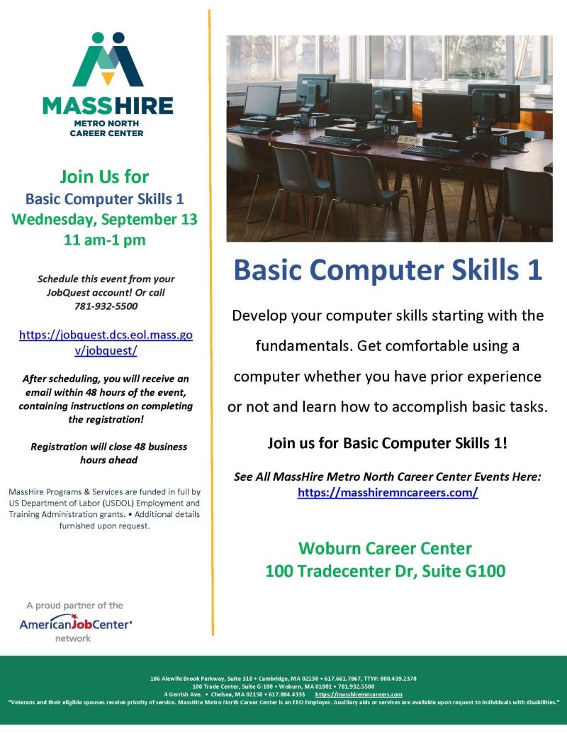 Basic Computer Skills 1 - MassHire Metro North Career Center