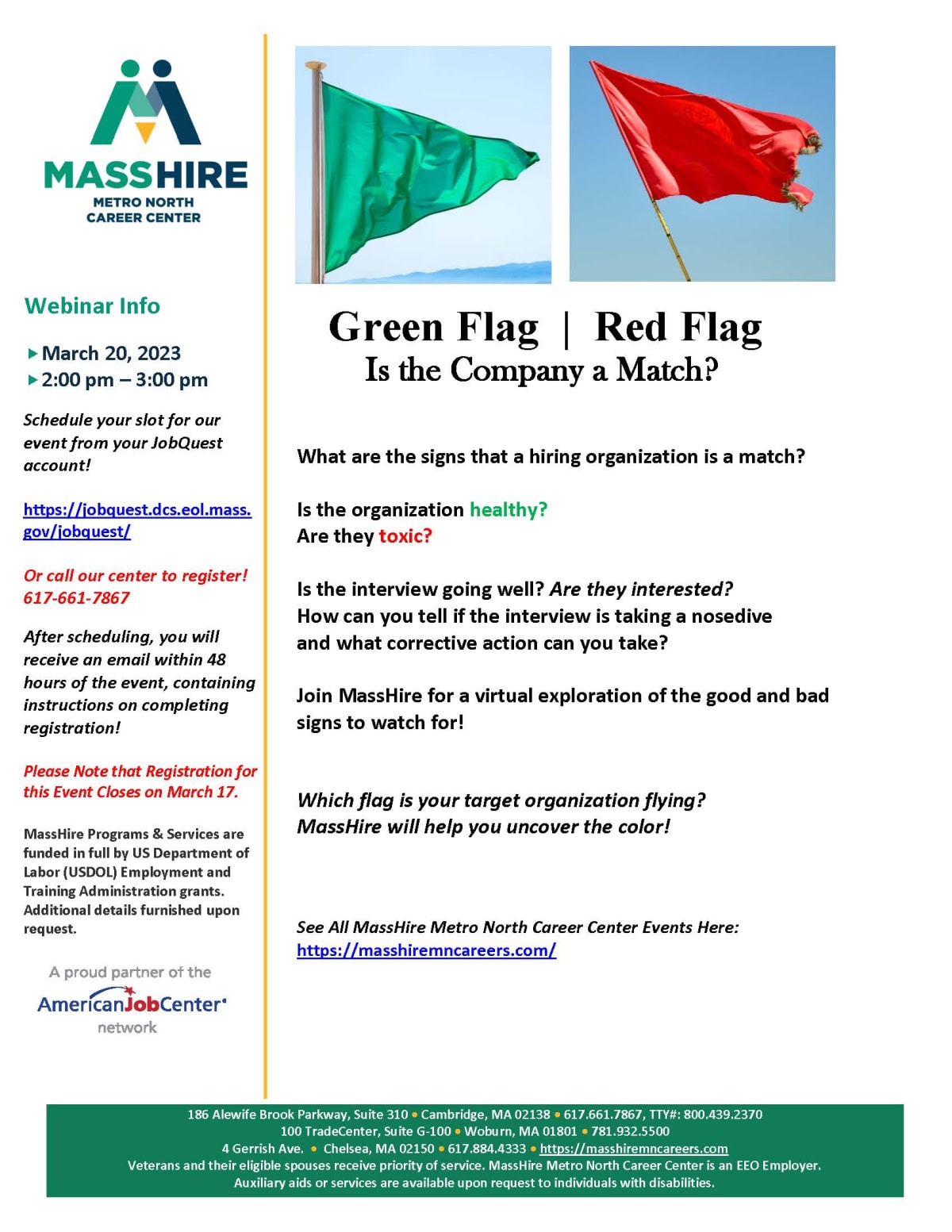 Green Flag, Red Flag Is the Company a Match? MassHire Metro North