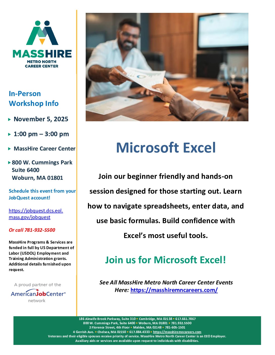 Microsoft Excel – flyer – inperson Woburn- 20251105